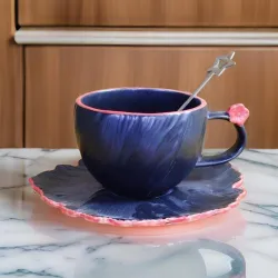 Çay/Qəhvə Fincan Dəsti – Yüksək Keyfiyyətli Keramika Fincan və Qaşıq