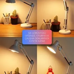 Stol Üstü Metal Lampa – Fırlanan Başlıqlı və LED İşıqlı thumbnail